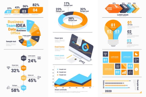 现代设计风格数据信息图表矢量图形设计素材包v2 Modern Infographics design collection vol.2