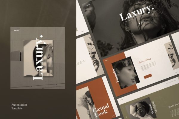 时尚企业创意多用途Lookbook风格谷歌幻灯片模板 LAXURY – Lookbook Fashion Google Slide Creative