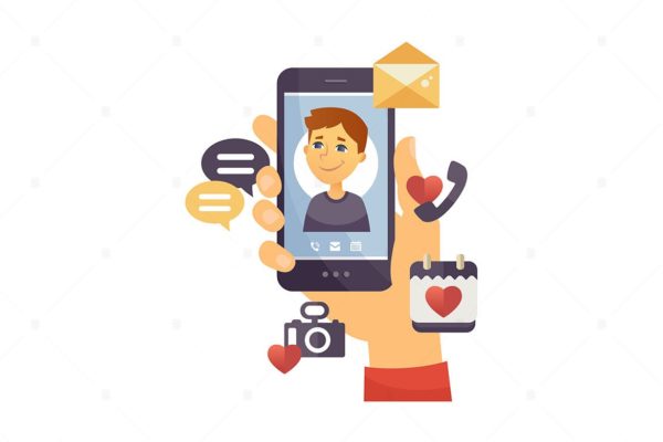 儿童电话卡通人物矢量插画素材 Son calling – cartoon character illustration
