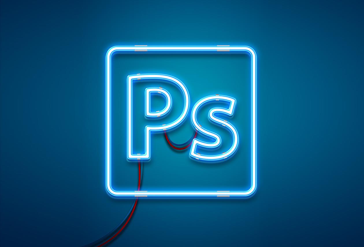 霓虹灯效果PS智能对象图层样式PSD模板 Neon Light Photoshop Effect Mockup