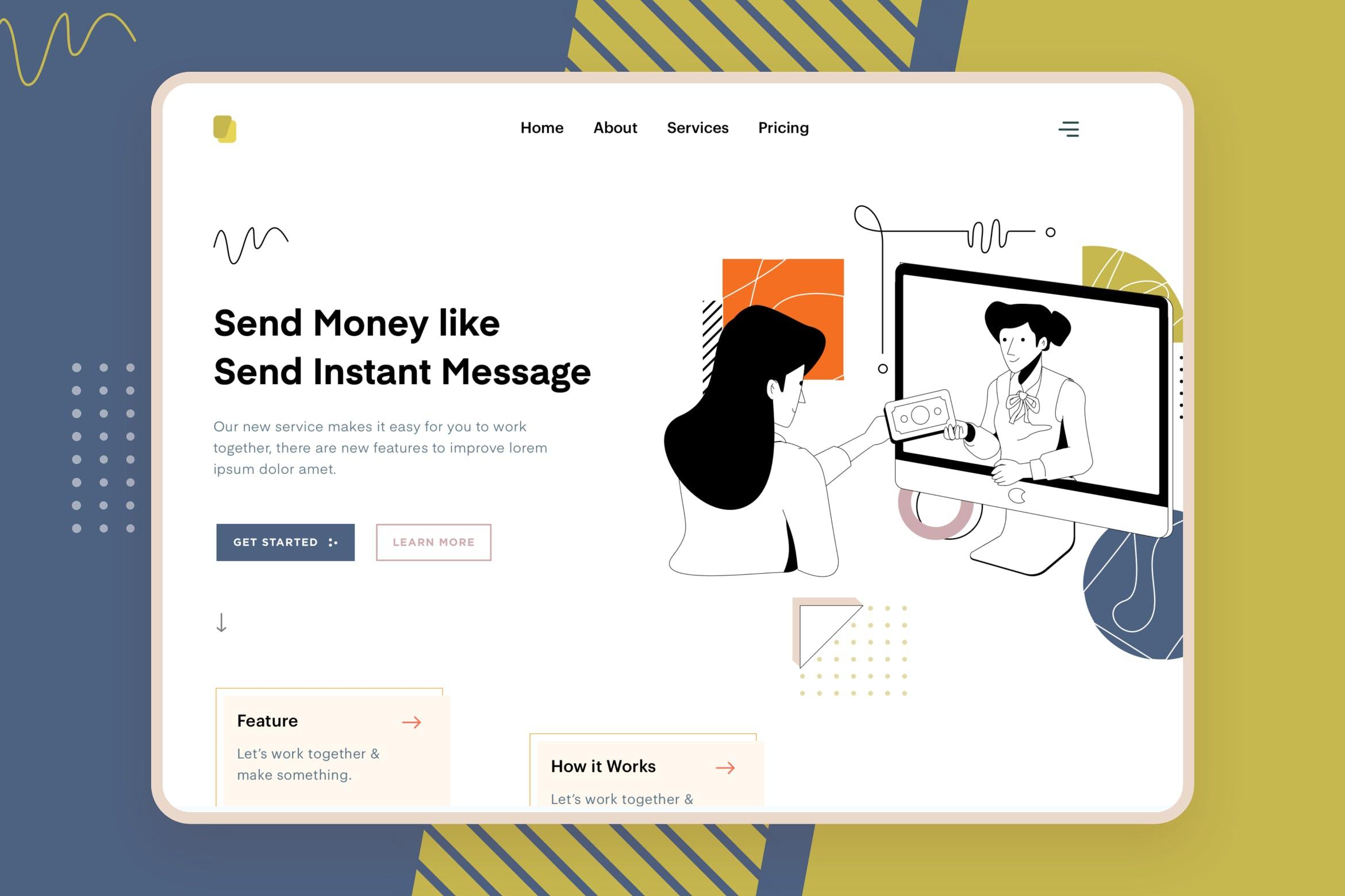 存钱计划主题网站设计矢量插画设计素材 Liner – Sending Money