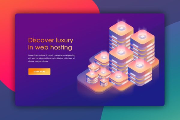 服务器托管/云服务器主题网站设计等距概念插画 Isometric Website Header for Hosting Server