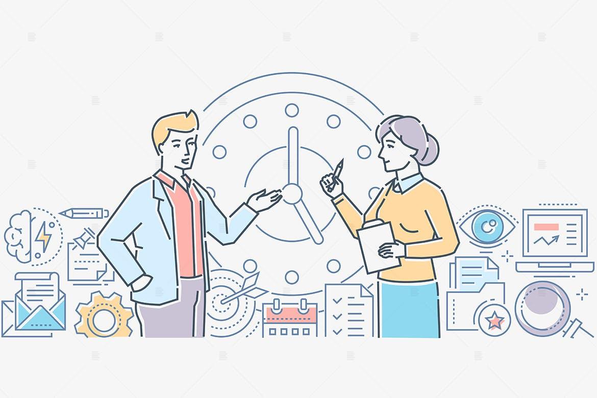 高效规划主题网站设计等距概念插画 Efficient planning – line design illustration