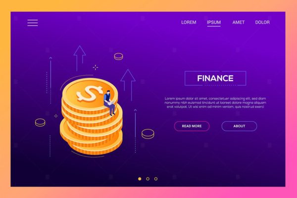 财务资产管理主题网站设计现代等距概念插画 Finance concept – modern isometric web banner