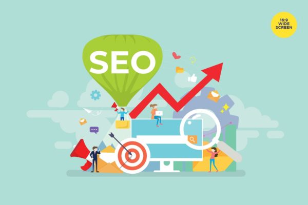 SEO搜索引擎优化主题矢量概念插画 Search Engine Optimization Vector Concept