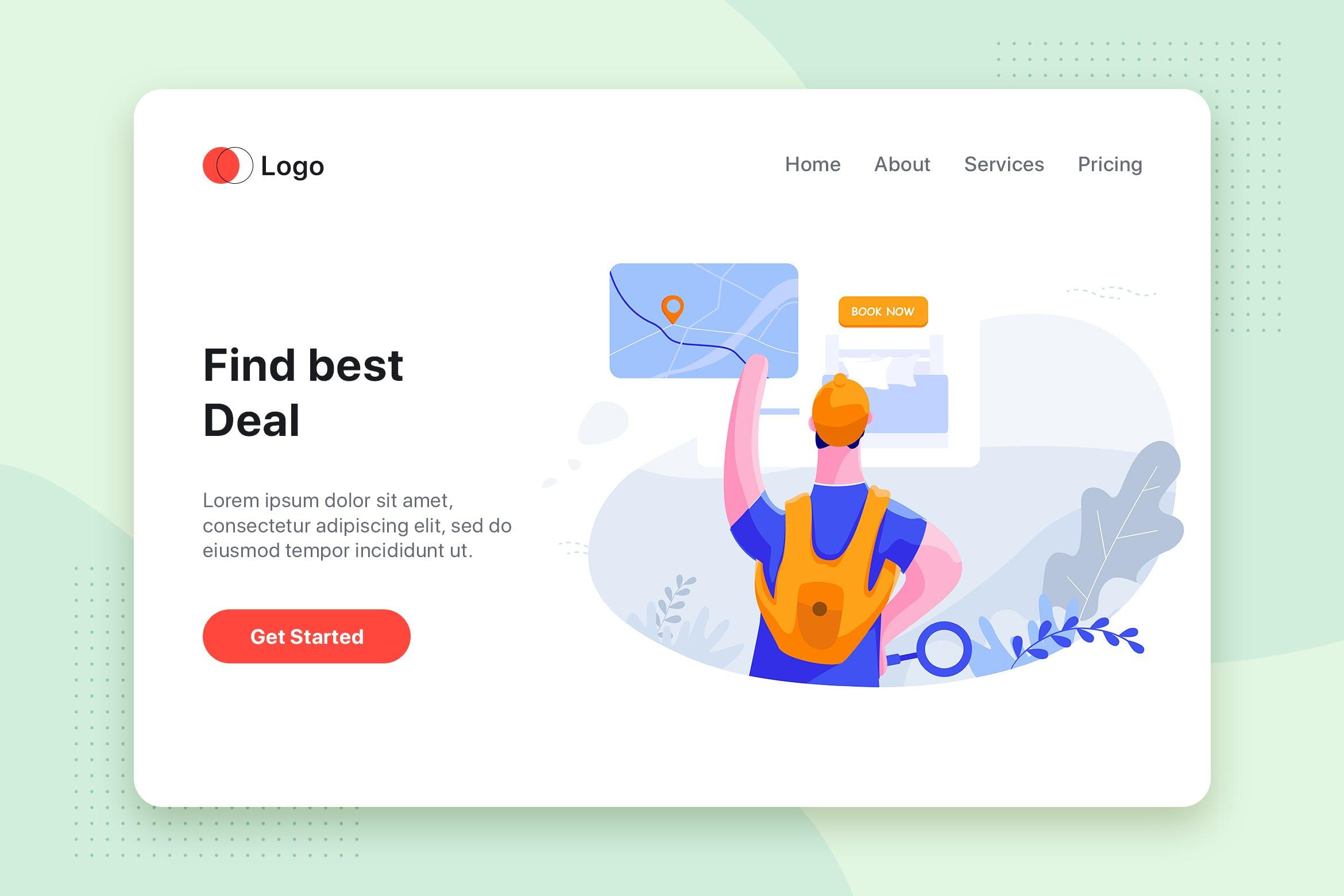 最佳交易-旅行主题扁平设计风格概念插画 Find best deal – Travel flat illustration concept