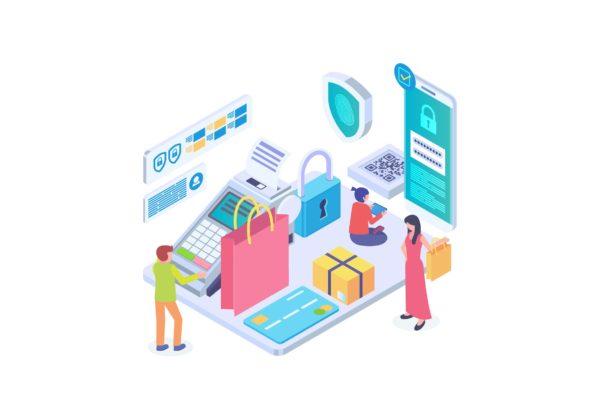 支付安全主题等距矢量插画 Payment Security Isometric Vector