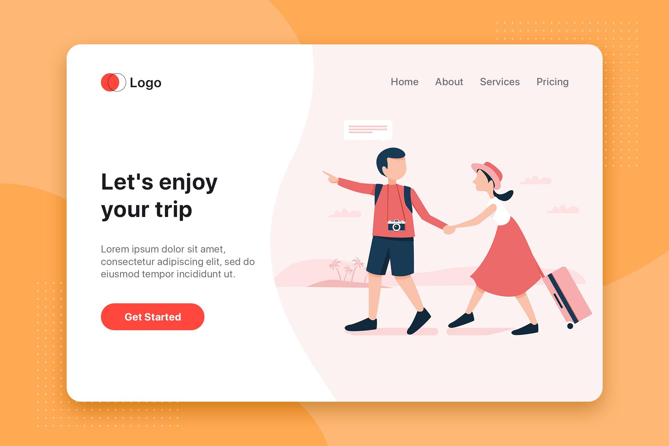 享受您的旅行-旅行主题扁平设计风格矢量插画v2 Enjoy your trip – Travel flat illustration concept