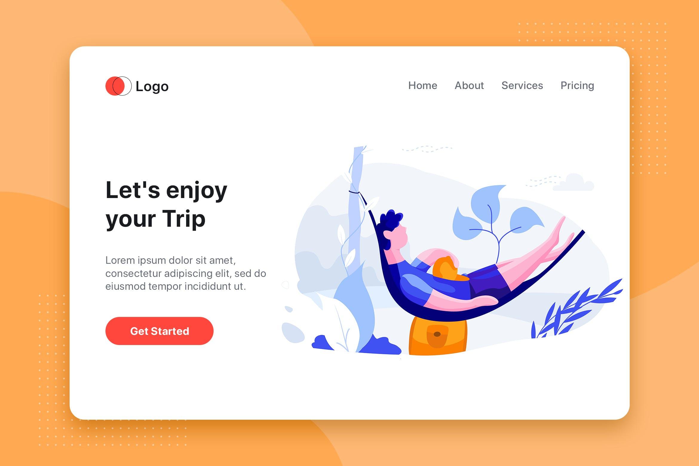 享受您的旅行-旅行主题扁平设计风格概念插画v1 Enjoy your trip – Travel flat illustration concept