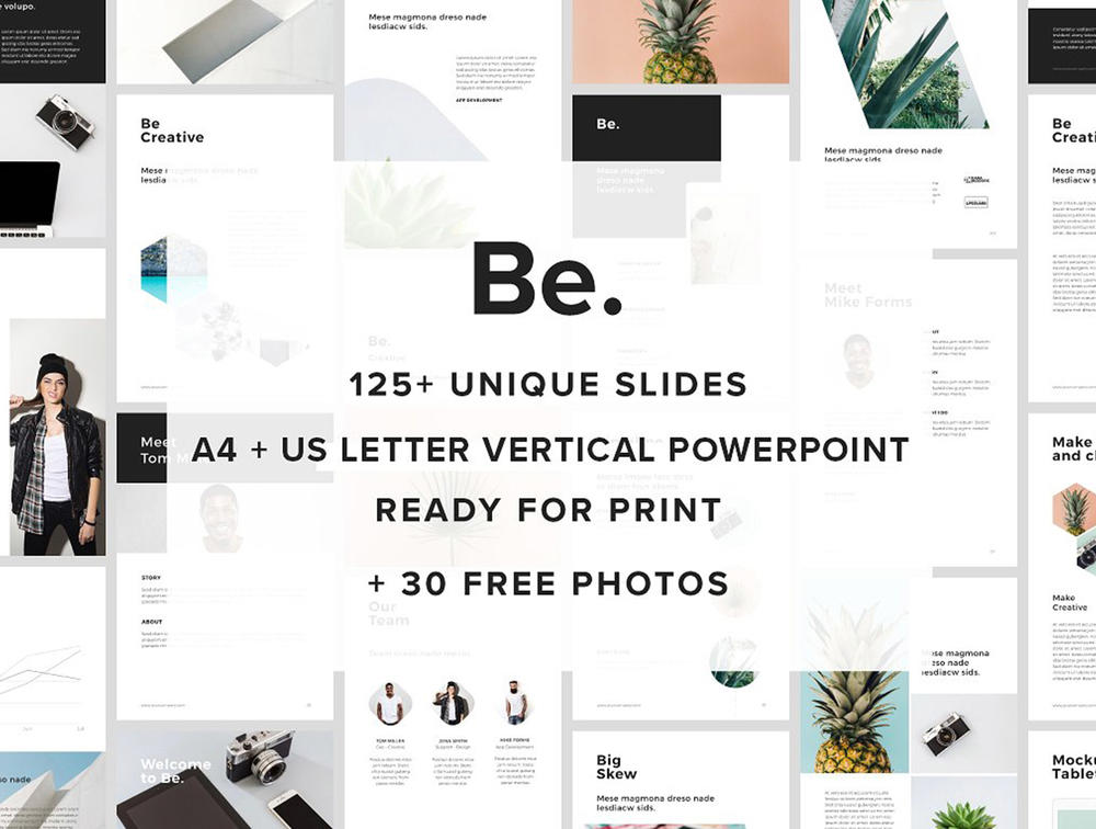BE – A4 Vertical Keynote Template + 30 Photos