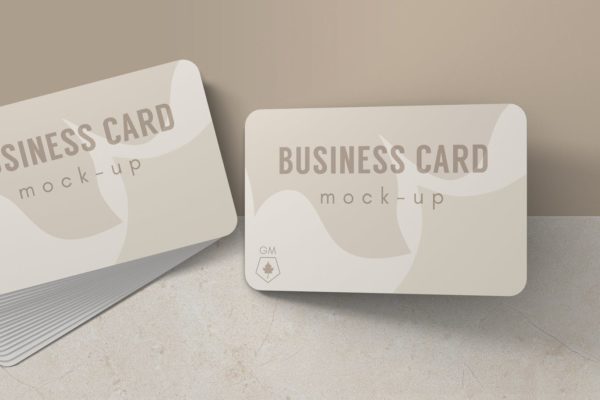 高端圆角企业名片设计效果图样机v6 Business Card Mockup V.6