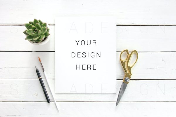 简约风优雅场景空白纸样机模板v1 Quote & Print Mockup