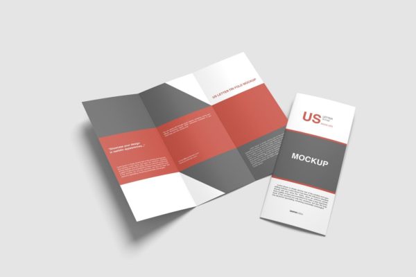 美国信件大小三折页宣传册模板 US Letter Trifold Mockup
