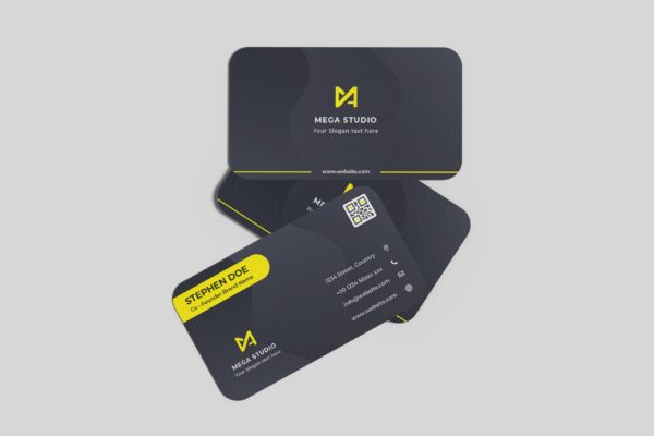 高端企业名片设计悬浮叠放效果图样机V4 Floating Business Card Mockup V4