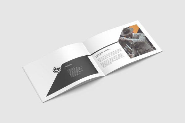 A4横版画册/手册/杂志内页版式设计图样机模板 Opened A4 Landscape Brochure/ Magazine Mockup