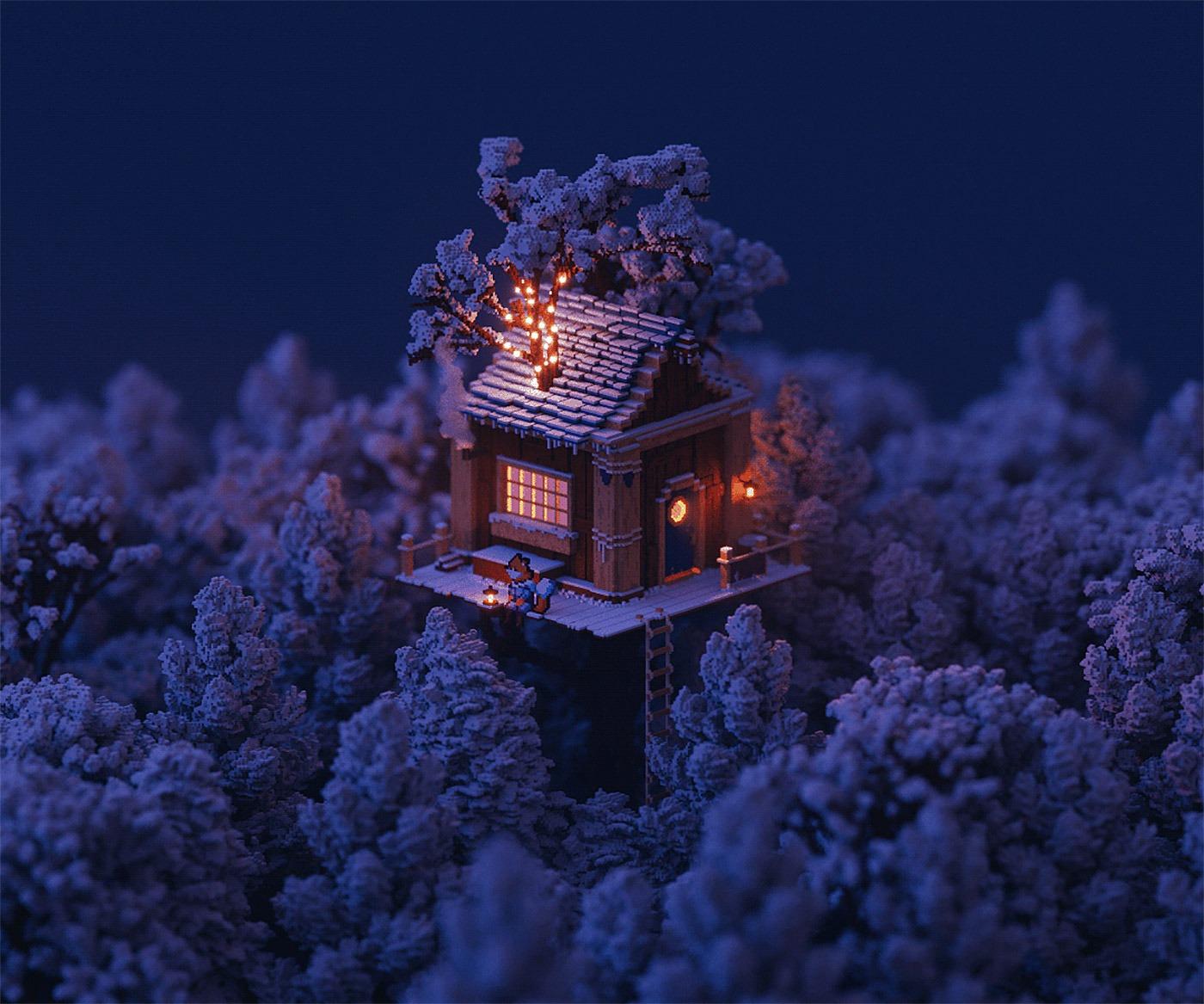 体素与像素结合，RGZNSK场景插画作品