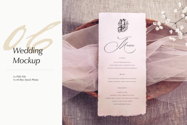 优雅风格婚礼照片&婚礼邀请函设计样机模板v06 Wedding Photo Mockup 06