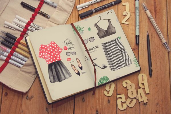 日记本笔记本素描作品预览样机模板v2 Journal Diary Notebook Sketch