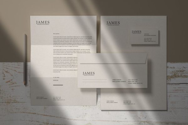 时尚企业办公品牌文具组合样机模板 Stationery Branding Mockup