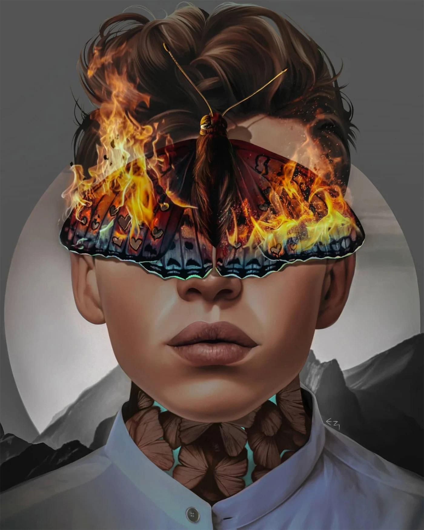 Elena Masci超现实主义肖像插画设计