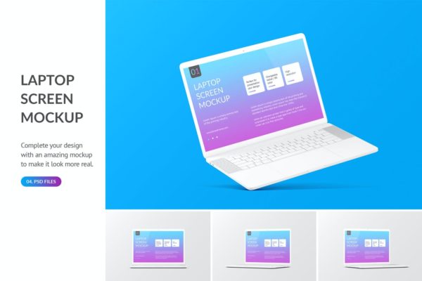 网站UI设计图Macbook屏幕预览样机v3 Unicolor Laptop Mockup