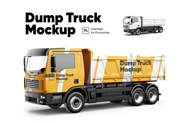 自卸车卡车车身印花图案设计图样机模板 Dump Truck Mockup