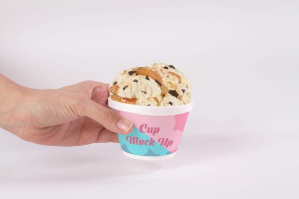 冰淇淋纸杯图案设计预览样机模板 Ice Cream Cup Mock Up