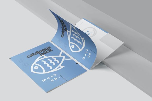 软封面目录书翻页效果图样机 Soft Cover Catalogue Book Mockups