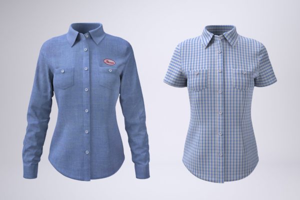 女士工作服款式展示样机模板 Women’s Work Shirt Mock-Up