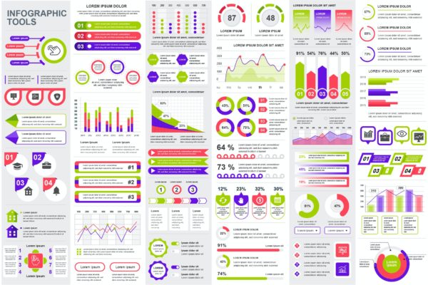 信息图形数据可视化矢量设计模板合集v3 Collection Infographic Elements Template Graphics