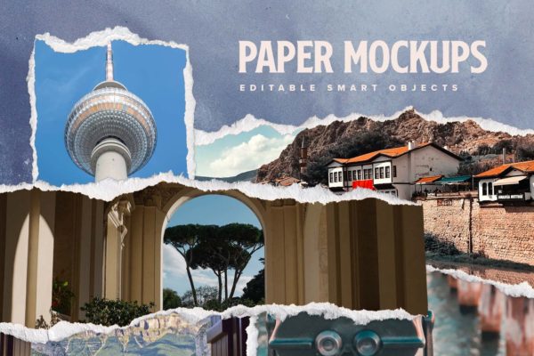 撕破的纸照片/艺术作品展示样机模板 Torn Paper Mockup Templates