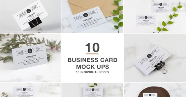优雅场景背景企业名片设计效果图样机模板 Business Card series Mock Up