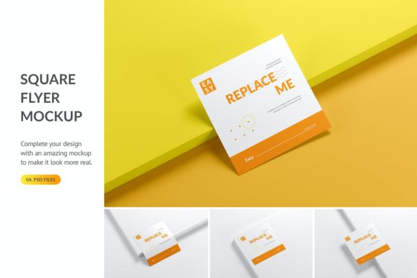 极简单页卡片广告效果图样机 Square Flyer Mockup