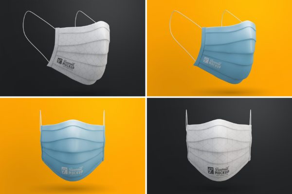 一次性医用口罩外观预览样机模板 Medical Face Mask Mockup Templates