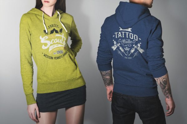 时尚潮流印花图案连帽衫设计展示样机模板 Hoodie Mock-Up / Studio Edition