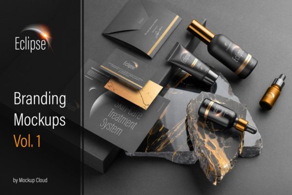 高端化妆品外包装品牌设计预览模板v.1 Eclipse – Cosmetics Branding Mockups Vol. 1