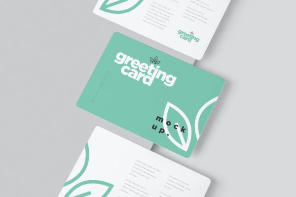 圆角企业/品牌贺卡设计图样机 Round Edges Greeting Card Mockups