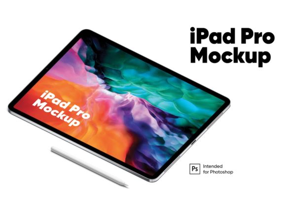 全新iPad Pro平板电脑UI设计展示样机模板 iPad Pro Isometric Mockup