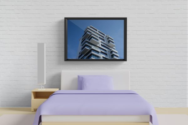 室内卧室场景A3规格画框相框样机v1 Realistic A3 Frame Mockup V1