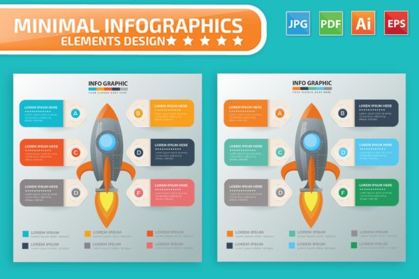 火箭图形信息图表矢量设计素材 Rocket Infographics Elements Design