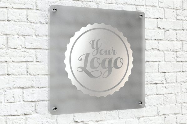 办公室Logo背景墙设计图样机v1 Office Company Logo Mockup 001