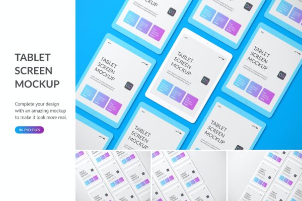 多款iPad平板组合主界面预览样机模板 Unicolor Tablet Mockup