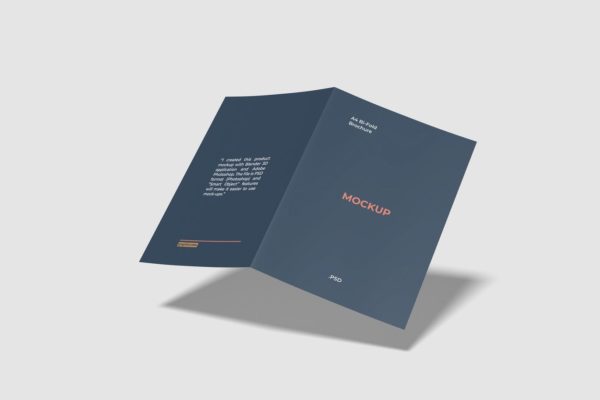 A4折页企业/店铺/品牌宣传单封面效果图样机 A4 Bifold Brochure Mockup