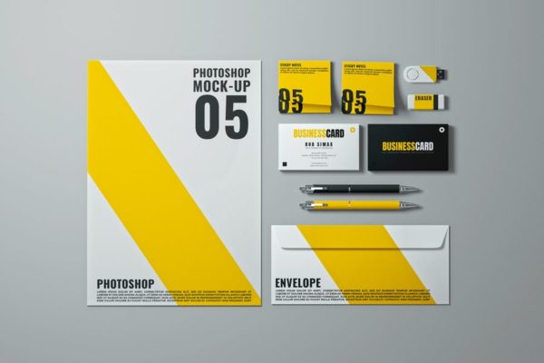 品牌VI设计常用办公用品展示样机模板v1 Stationery Mock-Up Template