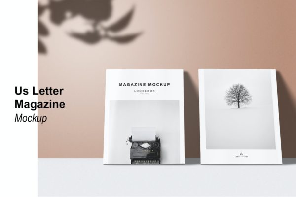 美国信封尺寸杂志/画册封面设计预览模板 Us Letter – Cover Magazine Mockup