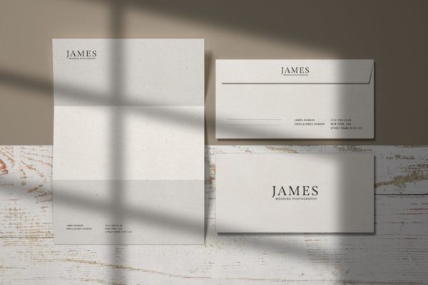 时尚文具品牌设计信笺＆信封样机模板 Envelope and Letterhead Stationery Branding Mockup