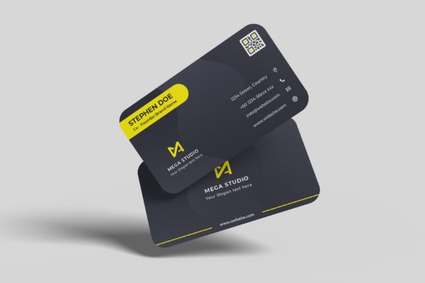 高端企业名片设计悬浮叠放效果图样机V1 Floating Business Card Mockup V1