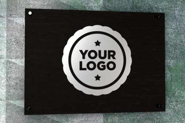 办公室Logo背景墙设计图样机v4 Office Company Logo Mockup 004