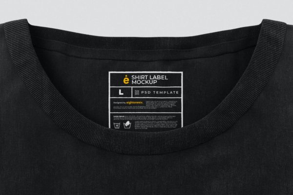 上衣t恤服装标签设计效果图样机 T-Shirt Label Mockup Template