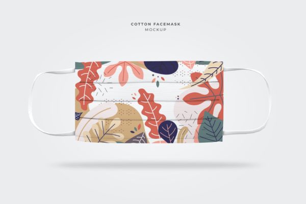 棉质图案口罩设计效果图样机模板v3 Cotton Face Mask Mockup Template
